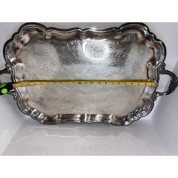 Vintage Large Silver Tray With Handles. F.B.  Rogers Heavy - Picture 2 of 4